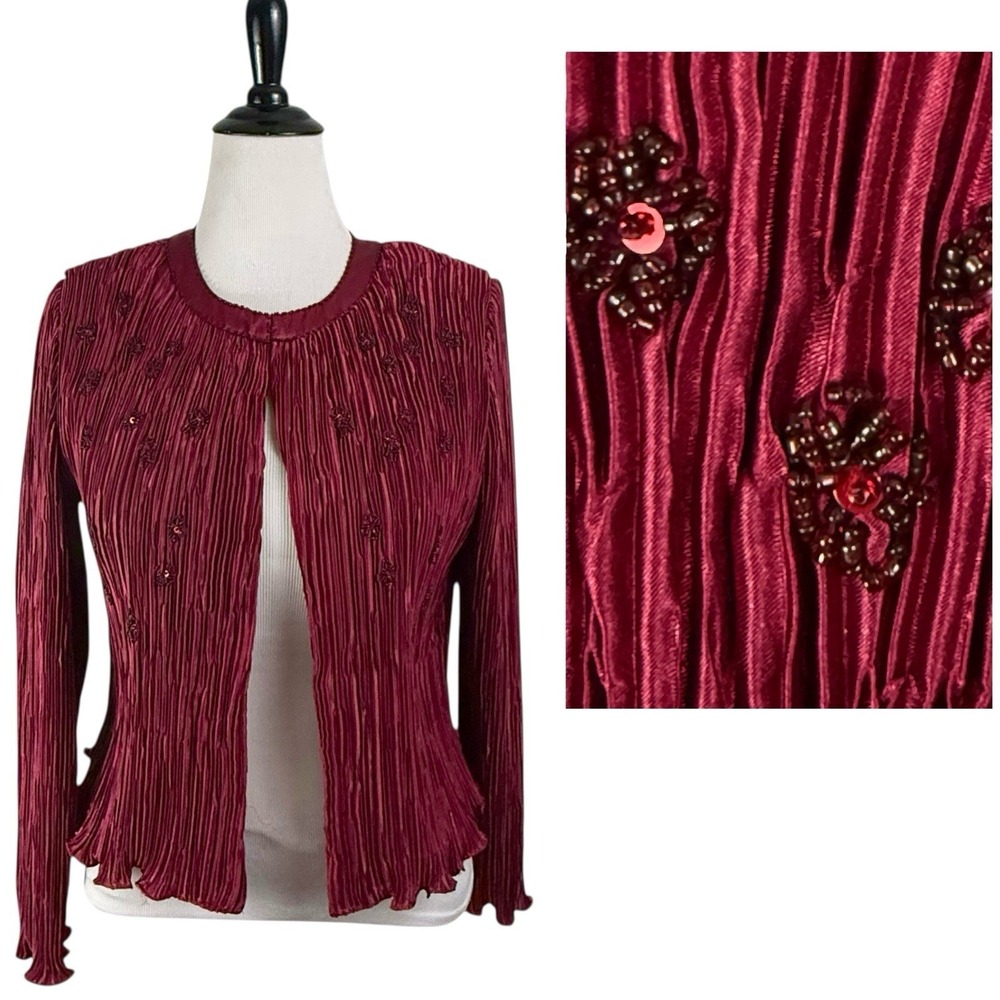 PATRA Vintage NEW Red Statement JACKET 12 Beaded Holiday Wedding Party Christmas